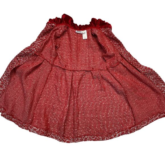 Blueberi Boulevard Tweed Coat Girl 6 Red White Silver Velour Trim Jacket Holiday - Picture 11 of 11